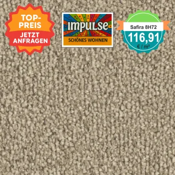 Vorwerk Safira Teppichboden Farbcode 8H72 – Draufsicht mit Preisetikett 116,91 €/m²